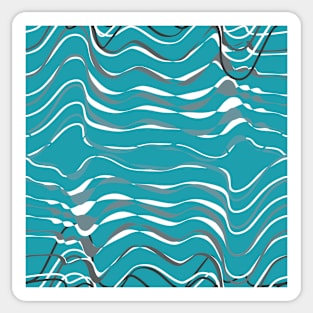 dynamic gray waves on turquoise shapelines Sticker